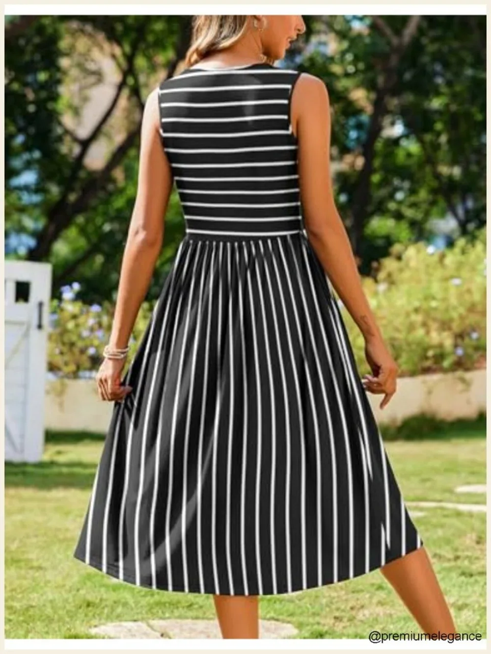 Women's Sleeveless Floral Midi Dress with Pockets, A-Line Casual Summer Tank